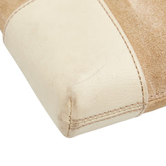 ロエベ アナグラム 斜め掛け ショルダーバッグ ベージュ ホワイト スウェード レザー レディース LOEWE 【中古】