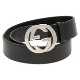 グッチ インターロッキングG ベルト サイズ:80 32 114984 ブラック レザー レディース GUCCI 【中古】