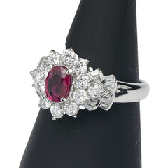 Pt900 プラチナ ルビー1.03ct ダイヤ1.23ct リング 指輪 レディース 15号 【中古】