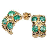 K18YG イエローゴールド エメラルド1.12ct ダイヤ0.04ct ピアス レディース 【中古】