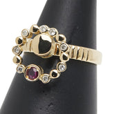 K18YG イエローゴールド ルビー ダイヤ0.10ct リング 指輪 レディース 11.5号 【中古】