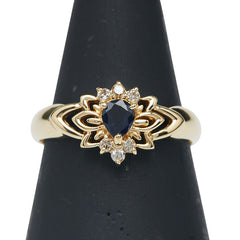 K18YG イエローゴールド サファイア0.25ct ダイヤ0.08 リング 指輪 レディース 12号 【中古】