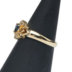 K18YG イエローゴールド サファイア0.25ct ダイヤ0.08 リング 指輪 レディース 12号 【中古】