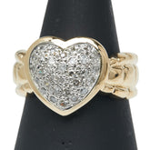K18YG イエローゴールド Pt900 プラチナ コンビ ダイヤ0.30ct ハート モチーフ リング 指輪 レディース 10.5号 【中古】