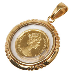 K24 ゴールド K18YG イエローゴールド エリザベス2世 マン島キャットコイン 1/25 OZ ペンダントトップ レディース 【中古】