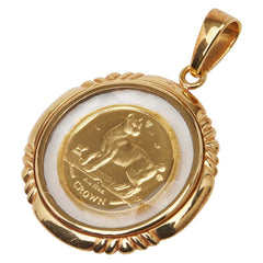 K24 ゴールド K18YG イエローゴールド エリザベス2世 マン島キャットコイン 1/25 OZ ペンダントトップ レディース 【中古】