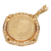 K24 ゴールド K18YG イエローゴールド ダイヤ0.22ct エリザベス2世 マン島キャットコイン ペンダントトップ レディース 【中古】