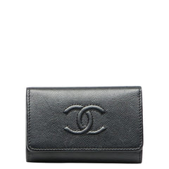 シャネル ココマーク キーケース 4連 ブラック キャビアスキン レディース CHANEL 【中古】