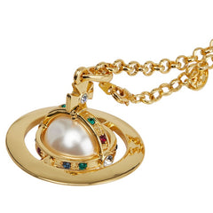 ヴィヴィアンウエストウッド オーブ ラインストーン パール ロングネックレス ゴールド マルチカラー メッキ フェイクパール レディース Vivienne Westwood 【中古】