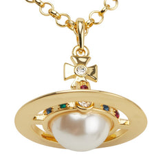 ヴィヴィアンウエストウッド オーブ ラインストーン パール ロングネックレス ゴールド マルチカラー メッキ フェイクパール レディース Vivienne Westwood 【中古】