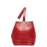 シャネル トリプルココマーク ワンショルダーバッグ レッド キャビアスキン レディース CHANEL 【中古】