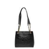 シャネル ココマーク ショルダーバッグ ブラック キャビアスキン レディース CHANEL 【中古】