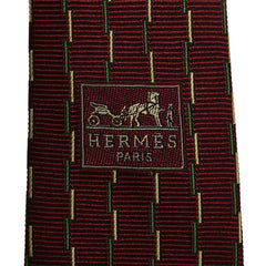 エルメス ネクタイ ワインレッド マルチカラー シルク メンズ HERMES 【中古】
