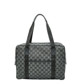 グッチ GGキャンバス ビジネスバッグ ハンドバッグ 282529 グレー ブラック キャンバス レザー レディース GUCCI 【中古】