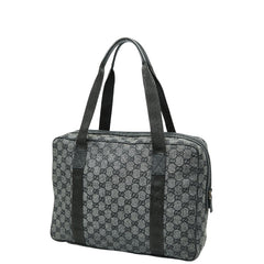 グッチ GGキャンバス ビジネスバッグ ハンドバッグ 282529 グレー ブラック キャンバス レザー レディース GUCCI 【中古】