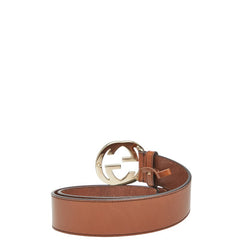 グッチ インターロッキングG ベルト サイズ:85 34 114876 ブラウン レザー レディース GUCCI 【中古】