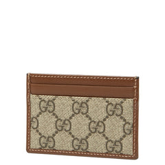 グッチ GGスプリーム カードケース 673002 ベージュ ブラウン PVC レザー レディース GUCCI 【中古】