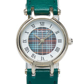 バーバリー チェック レザー(社外品) 腕時計 クオーツ ホワイト文字盤 ステンレススチール レザー レディース BURBERRY 【中古】