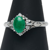 Pt900 プラチナ ヒスイ ダイヤ0.192ct リング 指輪 レディース 22.5号 【中古】