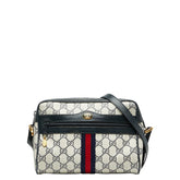 グッチ オールドグッチ GGスプリーム ショルダーバッグ 56.02.004 ネイビー ベージュ PVC レザー レディース GUCCI 【中古】