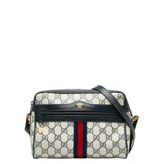 グッチ オールドグッチ GGスプリーム ショルダーバッグ 56.02.004 ネイビー ベージュ PVC レザー レディース GUCCI 【中古】