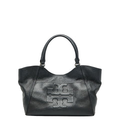 トリーバーチ ロゴ ハンドバッグ トートバッグ ブラック レザー レディース Tory Burch 【中古】