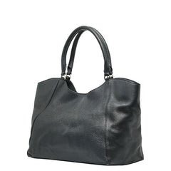 トリーバーチ ロゴ ハンドバッグ トートバッグ ブラック レザー レディース Tory Burch 【中古】