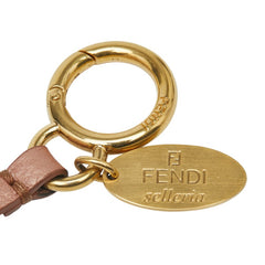 フェンディ ポンポンチャーム バッグチャーム キーホルダー ライトピンク ファー レザー レディース FENDI 【中古】