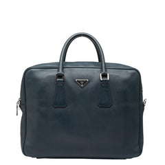 プラダ 三角ロゴプレート ハンドバッグ ネイビー サフィアーノレザー レディース PRADA 【中古】