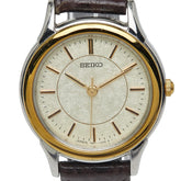 セイコー 腕時計 クオーツ ベージュ文字盤 ステンレススチール レザー レディース SEIKO 【中古】