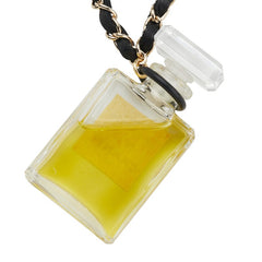 シャネル No19 香水 オードパルファム ネックレス ゴールド ブラック メッキ レザー レディース CHANEL 【中古】