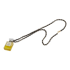 シャネル No19 香水 オードパルファム ネックレス ゴールド ブラック メッキ レザー レディース CHANEL 【中古】