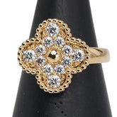 ヴァンクリーフ&アーペル ヴィンテージアルハンブラ パヴェダイヤ リング 指輪 #50 K18YG イエローゴールド レディース Van Cleef & Arpels 【中古】