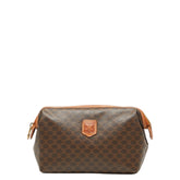 セリーヌ マカダム ポーチ ブラウン PVC レザー レディース CELINE 【中古】