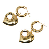 K18YG イエローゴールド ハートモチーフ フープピアス スイング レディース 【中古】