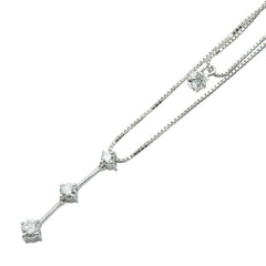 K18WG ホワイトゴールド ダイヤ0.34ct ベネチアンチェーン ペンダントネックレス レディース 【中古】