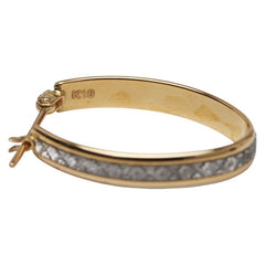 K18YG イエローゴールド ダイヤ フープ ピアス レディース 【中古】