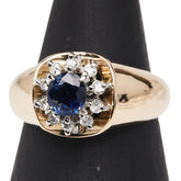 K18YG イエローゴールド Pt900 プラチナ コンビ サファイア0.46ct ダイヤ0.10ct リング 指輪 レディース 8号 【中古】