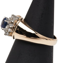 K18YG イエローゴールド Pt900 プラチナ コンビ サファイア0.46ct ダイヤ0.10ct リング 指輪 レディース 8号 【中古】