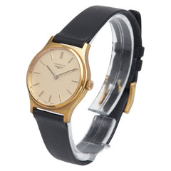 ロンジン 腕時計 手巻き ゴールド文字盤 ステンレススチール レザー レディース LONGINES 【中古】