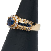 K18YG イエローゴールド サファイア0.45ct ダイヤ リング 指輪 レディース 11.5号 【中古】