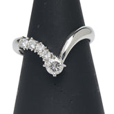 Pt900 プラチナ ダイヤ0.50ct V字 リング 指輪 レディース 13号 【中古】