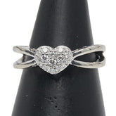 ポンテヴェキオ K18WG ホワイトゴールド ダイヤ0.21ct ハート モチーフ リング 指輪 レディース Ponte Vecchio 10号 【中古】