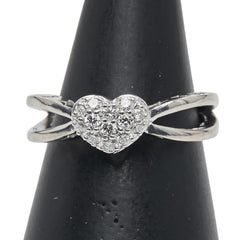 ポンテヴェキオ K18WG ホワイトゴールド ダイヤ0.21ct ハート モチーフ リング 指輪 レディース Ponte Vecchio 10号 【中古】