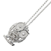 K18WG ホワイトゴールド ダイヤ0.13ct フクロウ モチーフ ネックレス レディース 【中古】