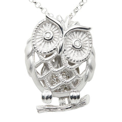 K18WG ホワイトゴールド ダイヤ0.13ct フクロウ モチーフ ネックレス レディース 【中古】