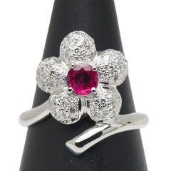 Pt900 プラチナ ルビー0.47ct ダイヤ リング 指輪 レディース 16.5号 【中古】