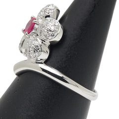 Pt900 プラチナ ルビー0.47ct ダイヤ リング 指輪 レディース 16.5号 【中古】