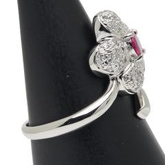 Pt900 プラチナ ルビー0.47ct ダイヤ リング 指輪 レディース 16.5号 【中古】