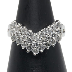 Pt900 プラチナ ダイヤ1.05ct V字 リング 指輪 レディース 9.5号 【中古】